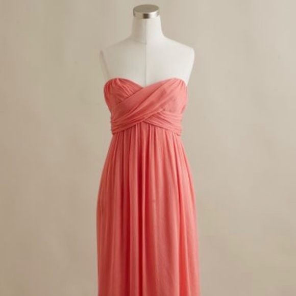 NWT 4 JCrew Taryn Dress Silk Chiffon Formal Cocktail Salmon Prom Medium Papaya - Picture 7 of 9